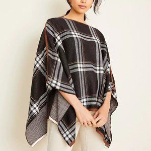 Ann Taylor Plaid Cape Black